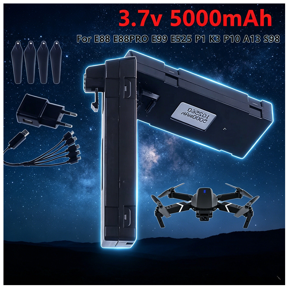 3.7V 5000mAh 충전식 리튬 이온 배터리 또는  - Drone Rc E99 Pro 리뷰 및 가격