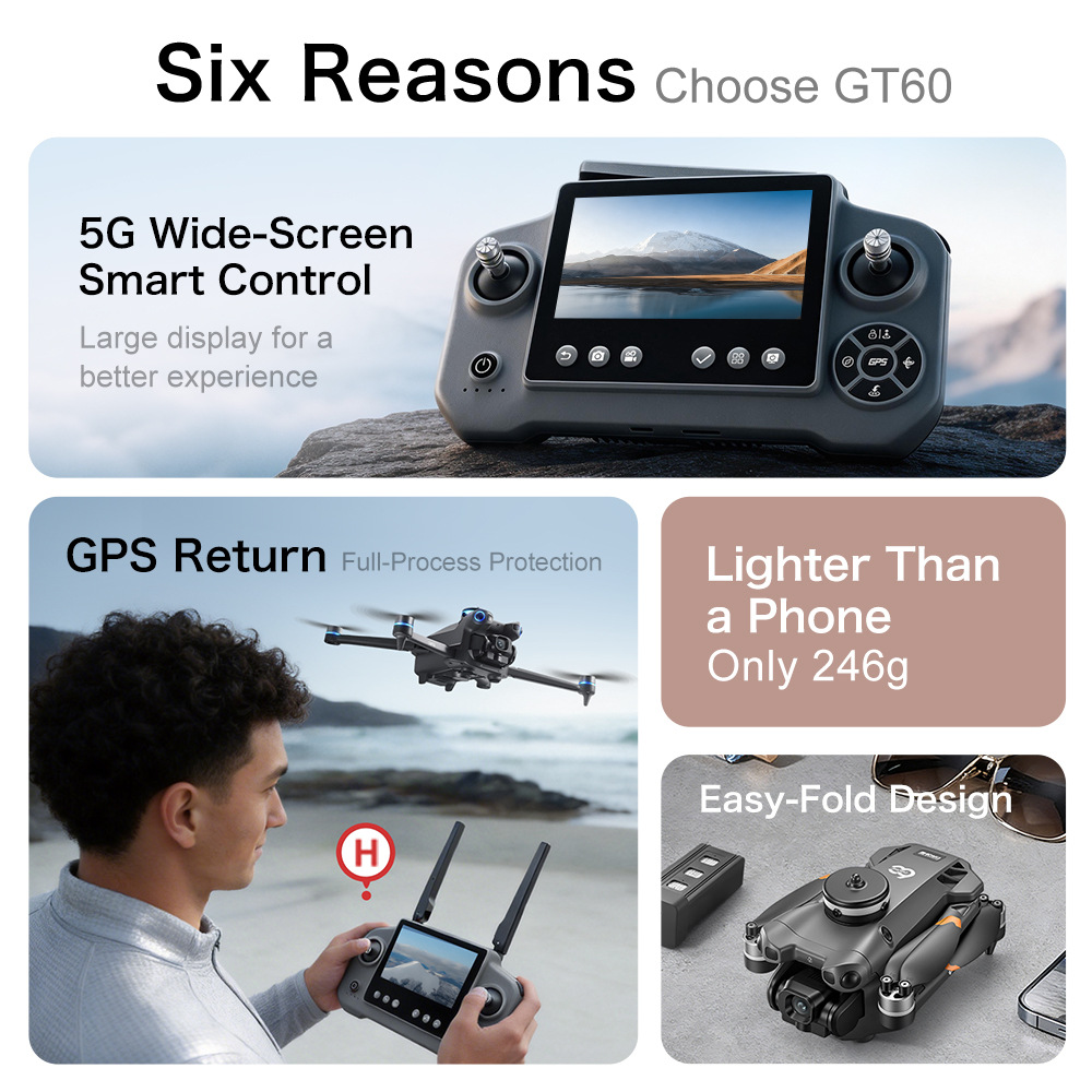 새로운 GT60 GPS 드론 고화질 항공 촬영 쿼드콥터 - Lyzrc Drone 리뷰 및 가격