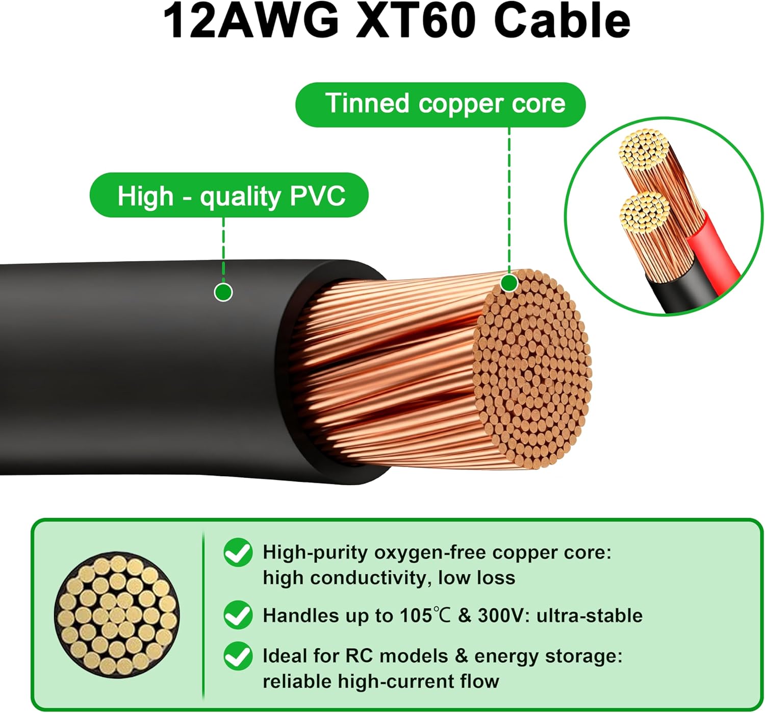 JMUYTOP 12AWG XT60 패널 마운트 케이블  - Drone Bike Rc 리뷰 및 가격